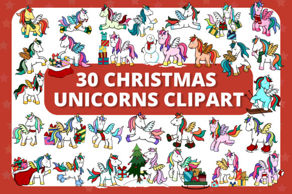 30 Cute Christmas Unicorns Clipart Pack Review