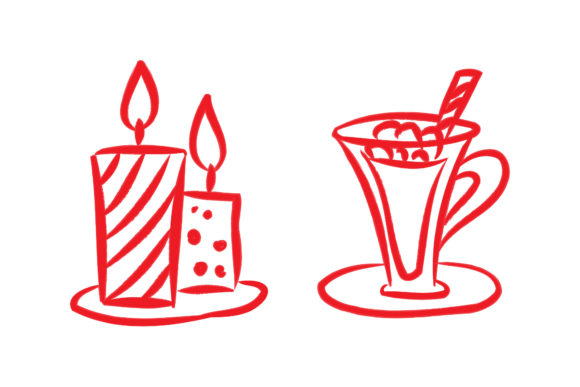 Candle and Drink Christmas Set Illustrations