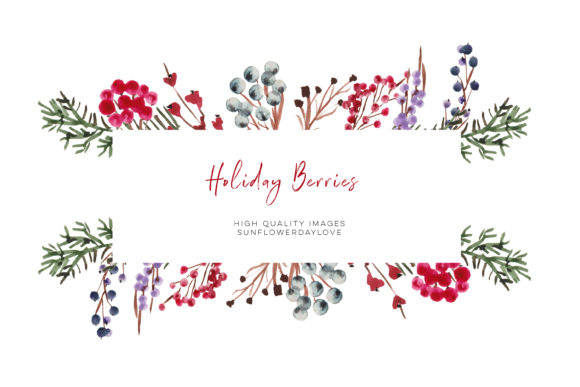 Christmas Berries, Winter Clipart Illustrations