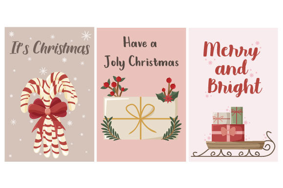 Christmas Card Simple Set Illustrations for Modern Web Design
