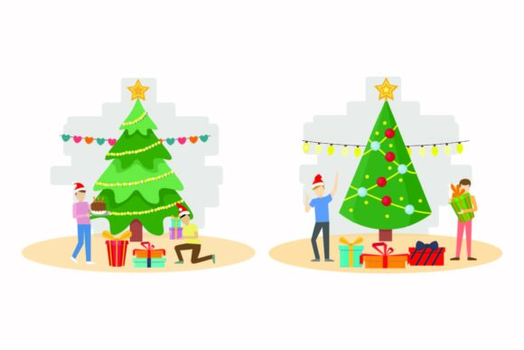 Christmas Decoration Celebration Set Illustrations
