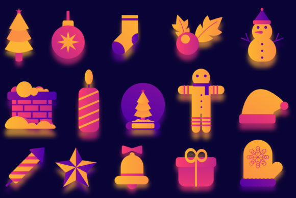 Christmas Icon Gradient Bundles for Illustrations