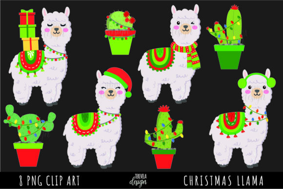 Christmas Llama, Cactus, Llamas Illustrations