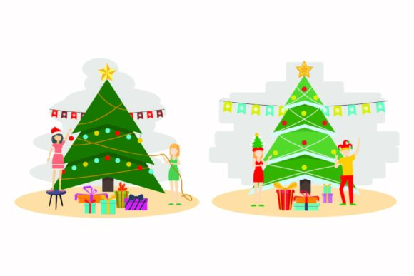 Christmas Party Winter Decors Gift Set Illustrations