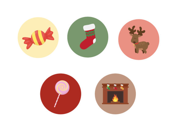 Christmas Red Sock Icon Vector Bundle