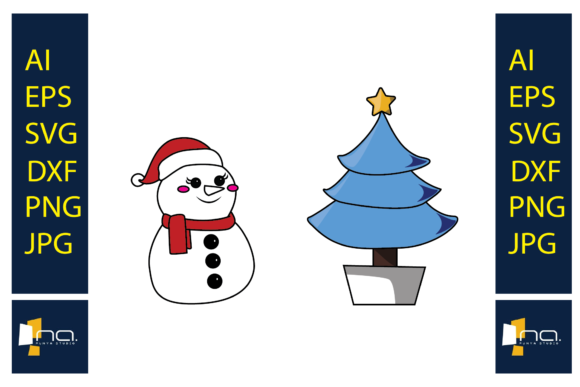 Christmas Tree and Snow Girl Illustrations