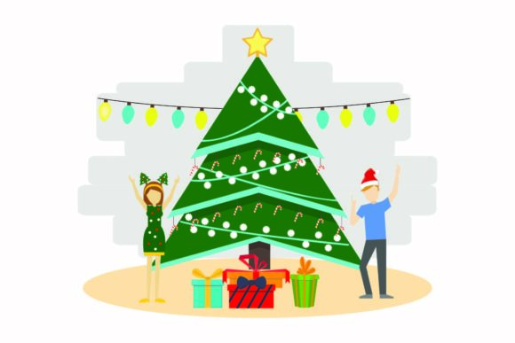 Christmas Tree Decor Illustrations for Branding