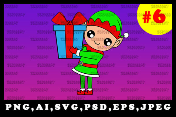 Cute Christmas Elf Sublimation Clipart 6 for Illustrations