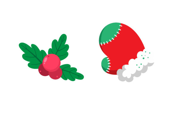 Gloves and Mistletoe Christmas Set Illustrations
