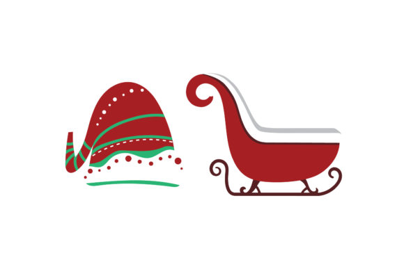 Hat Santa Sled Christmas Illustrations