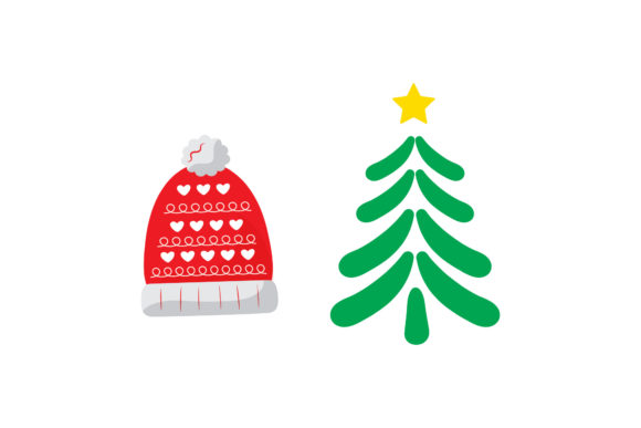 Hat Tree Icons Christmas Set for Festive Illustrations