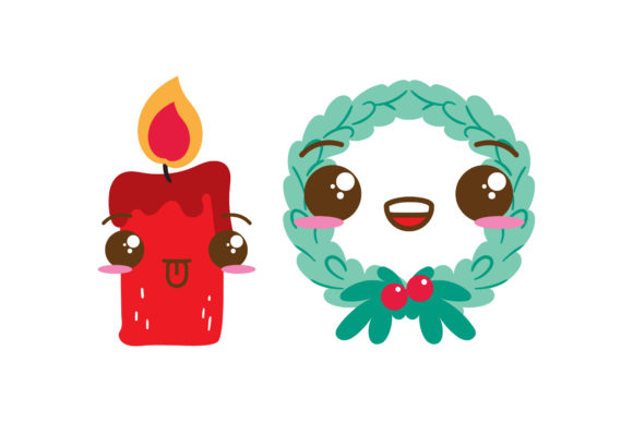 Mistletoe and Candle Christmas Illustrations