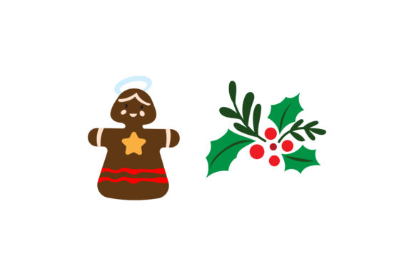 Mistletoe Cookies Set Christmas Vector Illustrations