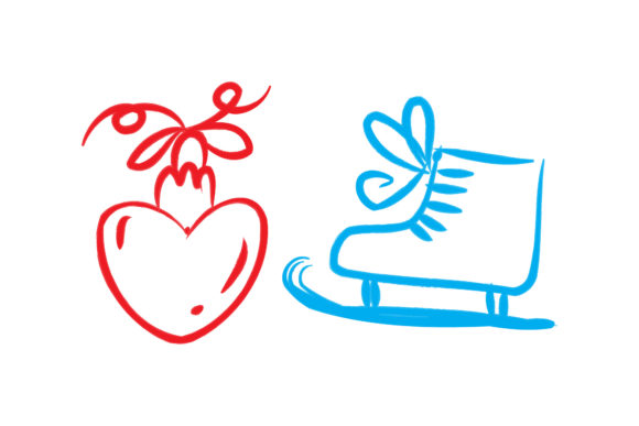 Ornament and Ice Skating Christmas Illustrations
