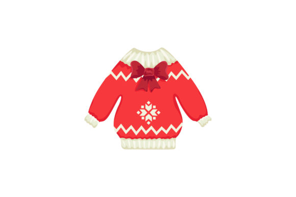Pretty Shining Red Christmas Sweater Illustration