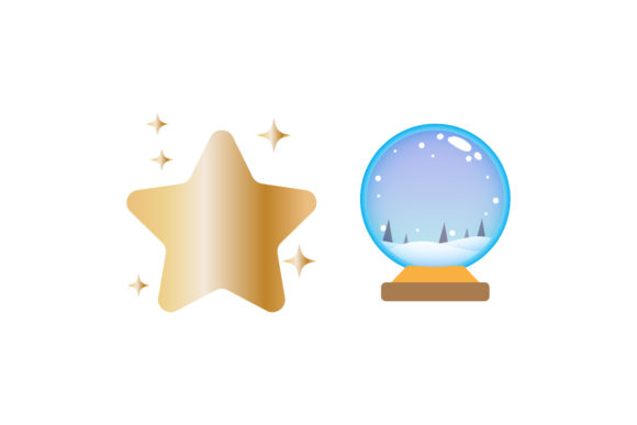 Star Snowball Set Christmas Vector Illustrations