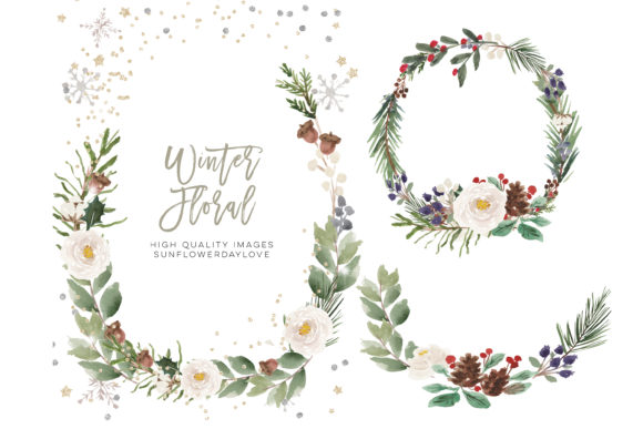 Watercolor Frame Christmas Clipart for Illustrations