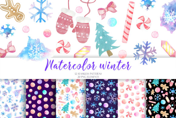 Watercolor Winter Christmas New Year Illustrations
